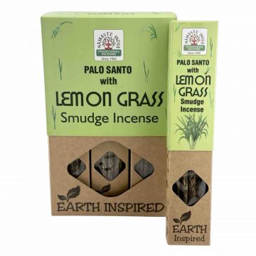 Palo Santo w/Lemongrass Smudge Incense Sticks, Namaste India - 30 Gram (12 Boxes of Approx 8 Sticks)